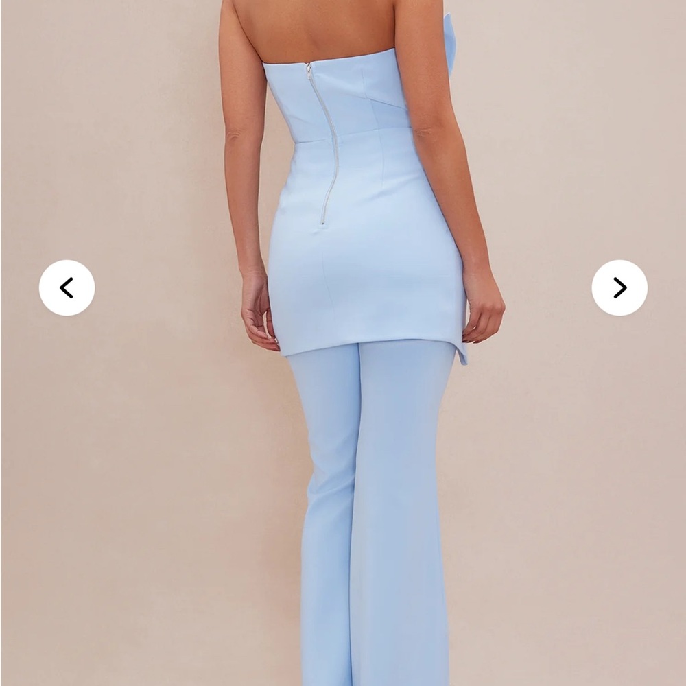 Elegant Light Blue Strapless Jumpsuit